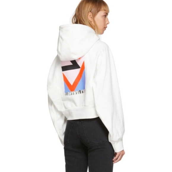 Y3 Yohji Yamamoto white cotton Long sleeve crop hoodie M